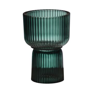 Maxi tarro de vela de té KENSIE, ranuras, verde-transparente, 15,5cm, Ø10,5cm