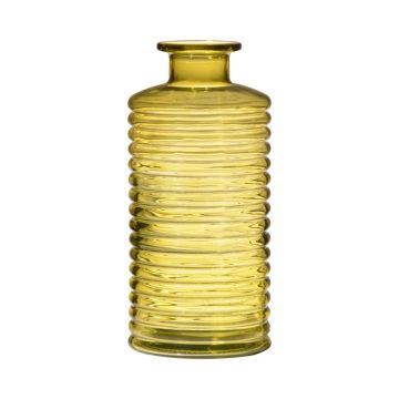 Botella de vidrio STUART con ranuras, amarillo-transparente, 21,5cm, Ø9,5cm