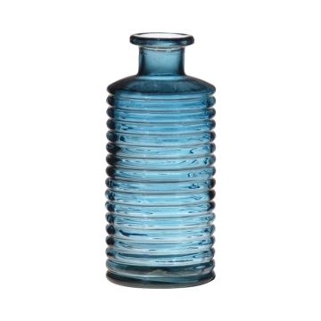Botella de vidrio STUART con ranuras, azul-transparente, 31cm, Ø14,5cm