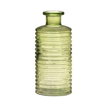 Botella de vidrio STUART con ranuras, verde-transparente, 31cm, Ø14,5cm