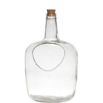 Terrario con forma de botella globo ILLYA con corcho, vidrio, transparente, 37cm, Ø22cm