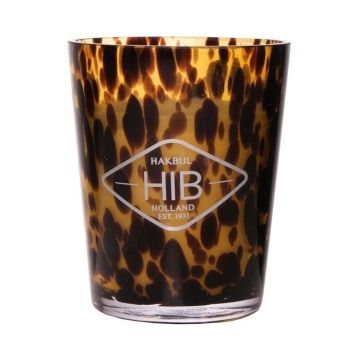 Vela de cera RENITA en vaso para velas, naranja-marrón-transparente, 16cm, Ø13cm