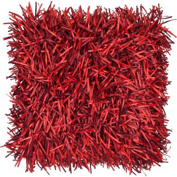 Cojín de sofá DAKIRA, rojo, flecos largos, 45x45cm