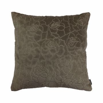Cojín de terciopelo ALAIA, motivo rosa, beige, 45x45cm