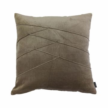 Acogedor cojín de terciopelo NOELANI, costura decorativa inclinada, marrón claro, 45x45cm