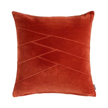 Acogedor cojín de terciopelo NOELANI, puntadas decorativas en ángulo, naranja, 45x45cm
