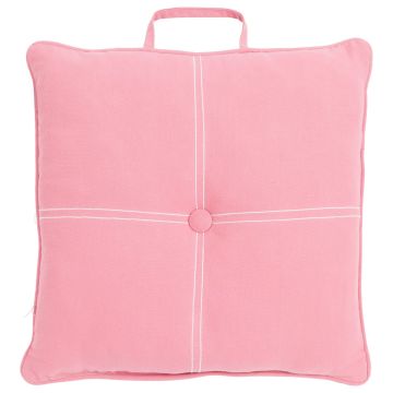 Cojín de asiento VALENDA, rosa, con botón y asa, 40x40cm