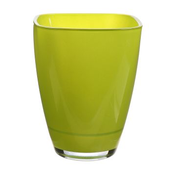 Jarrón YULE, cristal, verde manzana, 13,5x13,5x17cm