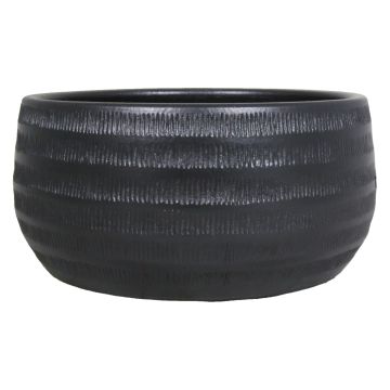 Cuenco de cerámica TIAM estriado, negro-mate, 14cm, Ø29cm