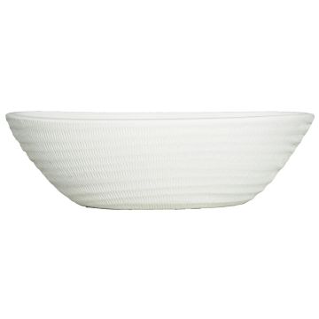 Cuenco de cerámica alargado TIAM estriado, blanco-mate, 47x23x14cm