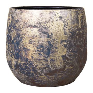 Maceta de cerámica vintage MAGO, pintura efecto lavado, dorado, 14cm, Ø16cm