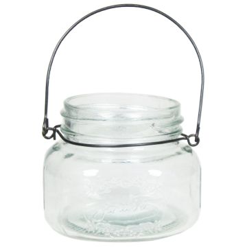 Portavelas de vidrio DACLAN, asa de metal, transparente, 9cm, Ø10,5cm