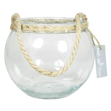 Jarrón bola para velas DAVY de cristal, con asa, transparente, 12cm, Ø15cm