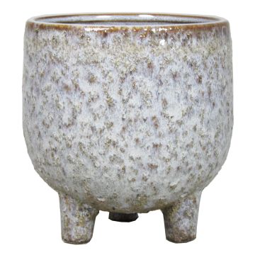 Macetero de cerámica NOREEN, moteado, con pies, gris-marrón, 10,5cm, Ø11cm