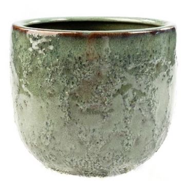Macetero de cerámica NOREEN, moteado, marrón-turquesa, 9,5cm, Ø10,5cm