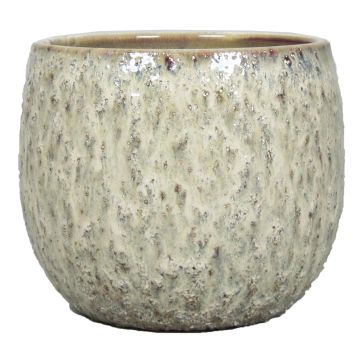 Macetero de cerámica NOREEN, moteado, crema-marrón, 11,5cm, Ø13,2cm