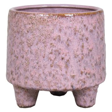 Macetero de cerámica NOREEN, moteado, con pies, rosa-marrón, 12cm, Ø12,8cm