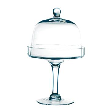 Campana de vidrio LOTTKA con plato sobre soporte, transparente, 30cm, Ø19cm