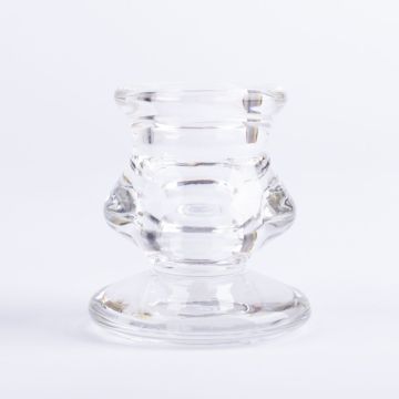 Candelero de cristal YURENA para velas cónicas, transparente, 6cm, Ø5cm