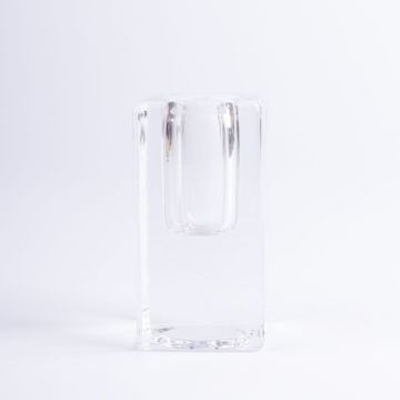 Candelero cuadrado de cristal SOLUNA para velas cónicas, transparente, 4x4x8cm