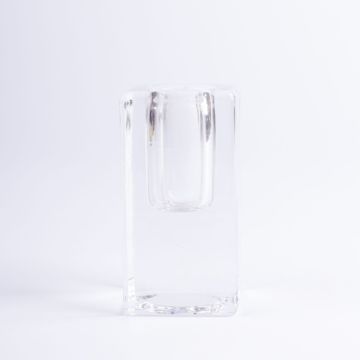 Candelero cuadrado de cristal SOLUNA para velas cónicas, transparente, 4x4x9,8cm
