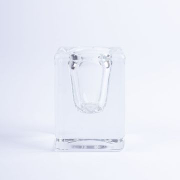 Candelero cuadrado de cristal SOLUNA para velas cónicas, transparente, 4x4x6cm