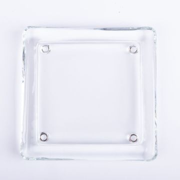 Soporte para velas cuadrado de cristal VINCENTIA, transparente, 13,6x13,6cm