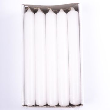 Juego de 10 velas / vela para candelabro CHARLOTTE, blanco, 18,5cm, Ø2,1cm, 6,5h - Fabricado en Alemania