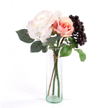 Arreglo de rosas de plástico QUINZY, bayas, rosa, 30cm, Ø15cm
