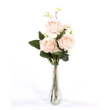 Ramo de rosas de plástico SIMONY con accesorios, rosa, 45cm, Ø20cm