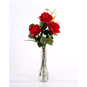 Ramo de rosas de plástico SIMONY con accesorios, rojo, 45cm, Ø20cm